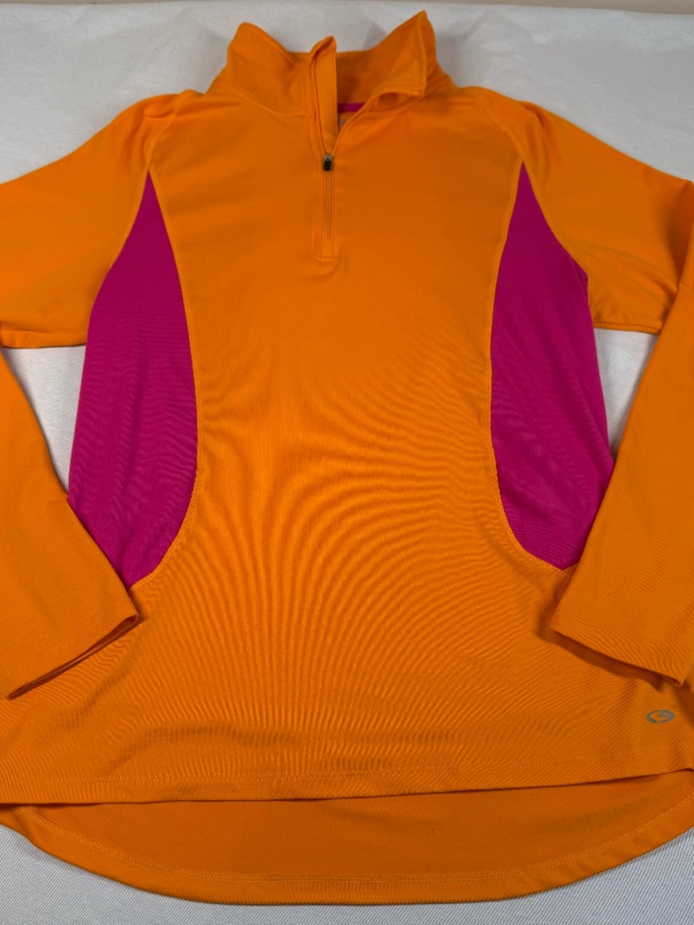 Champion Women's Quarter Zip Pullover Athletic Jacket Size Large - Orange/Pink